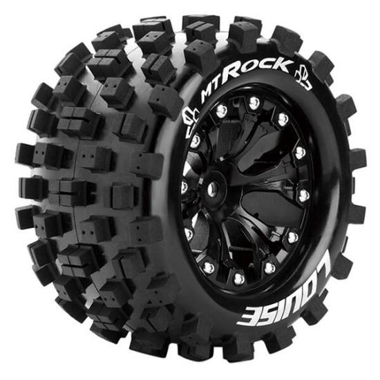 Louise RC MT-Rock 1:10 Soft Tyres - Mounted on Black 2.8 Offset 12mm Hex Wheels (2)