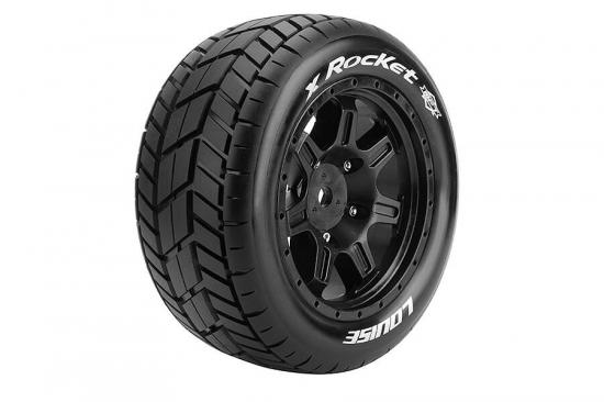Louise RC X-Rocket Tyres Mounted on Black Traxxas X-MAXX 24mm Hex Wheels (2)