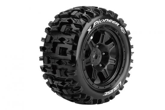 Louise RC X-Pioneer Tyres Mounted on Black Arrma Kraton 8S 24mm Hex Wheels (2)