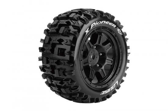 Louise RC X-Pioneer Tyres Mounted on Black Traxxas X-MAXX 24mm Hex Wheels (2)
