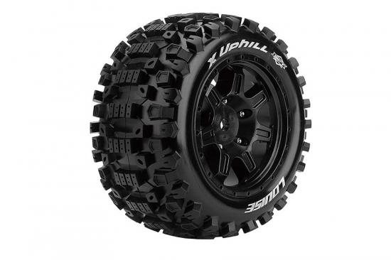Louise RC X-Uphill Tyres Mounted on Black Arrma Kraton 8S 24mm Hex Wheels (2)