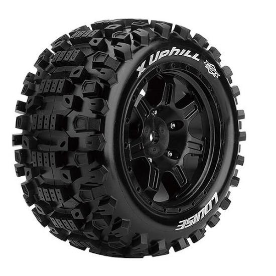 Louise RC X-Uphill Tyres Mounted on Black Arrma Kraton 8S 24mm Hex Wheels (2)
