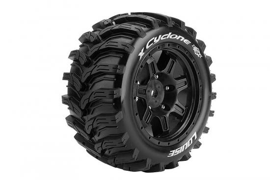Louise RC X-Cyclone Tyres Mounted on Black Arrma Kraton 8S 24mm Hex Wheels (2)