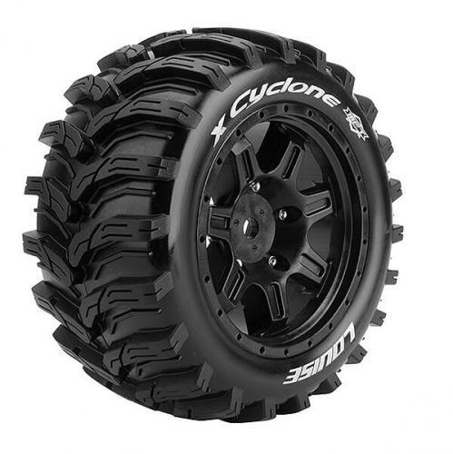 Louise RC X-Cyclone Tyres Mounted on Black Arrma Kraton 8S 24mm Hex Wheels (2)