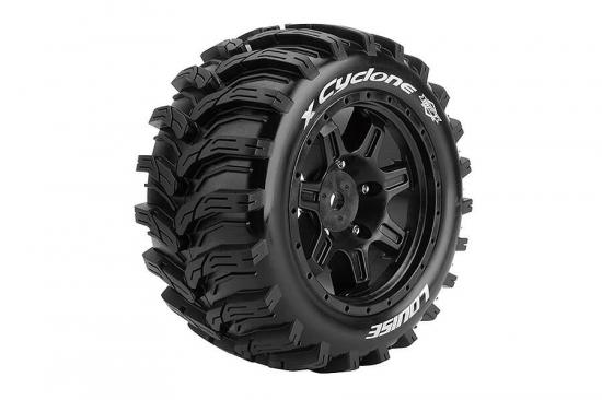 Louise RC X-Cyclone Tyres Mounted on Black Traxxas X-MAXX 24mm Hex Wheels (2)