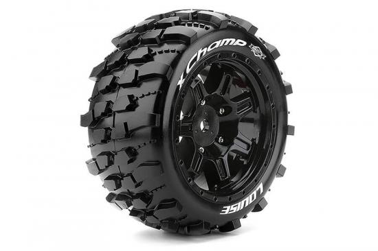 Louise RC X-Champ Tyres Mounted on Black Traxxas X-MAXX 24mm Hex Wheels (2)