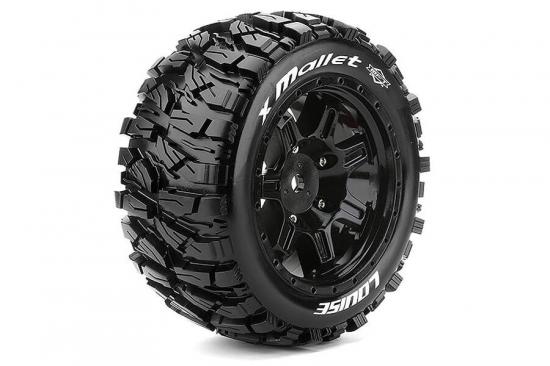 Louise RC X-Mallet Tyres Mounted on Black Arrma Kraton 8S 24mm Hex Wheels (2) ** CLEARANCE **