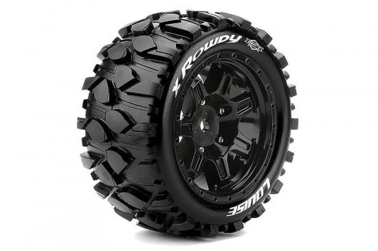 Louise RC X-Rowdy Tyres Mounted on Black Traxxas X-MAXX 24mm Hex Wheels (2)