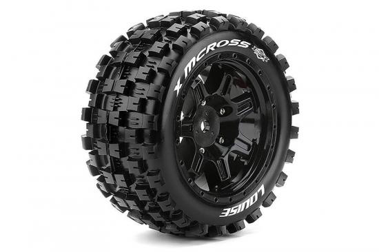 Louise RC X-MCross Tyres Mounted on Black Traxxas X-MAXX 24mm Hex Wheels (2)