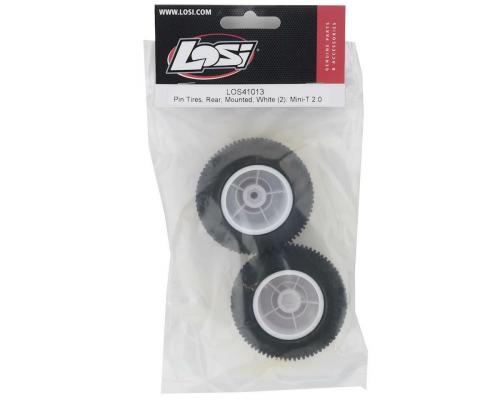 Pin Tires - Rear - Mounted - White (2): Mini-T 2.0