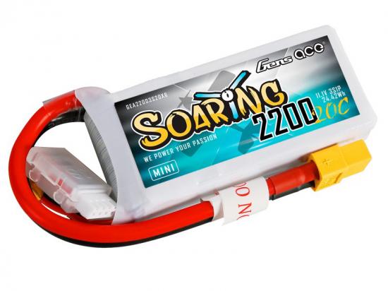 Gens Ace Soaring Series Mini LiPo - 3S 11.1V 2200mAh 20C - XT60
