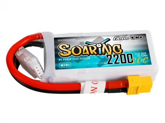 Gens Ace Soaring Series Mini LiPo - 3S 11.1V 2200mAh 20C - XT60