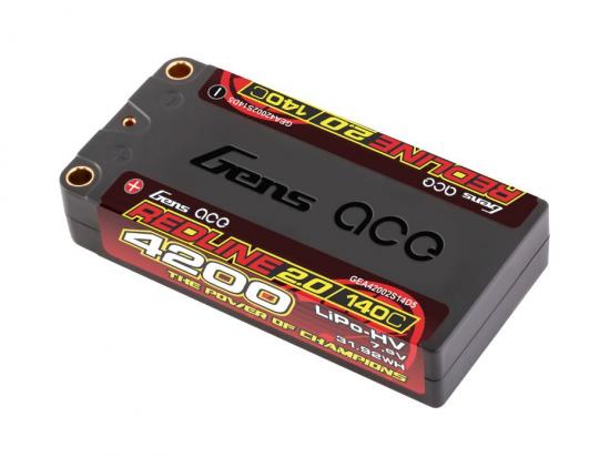 Gens Ace Redline 2.0 Race HV LiPo - 7.6V 4200mAh 140C RL2 Shorty - 5mm