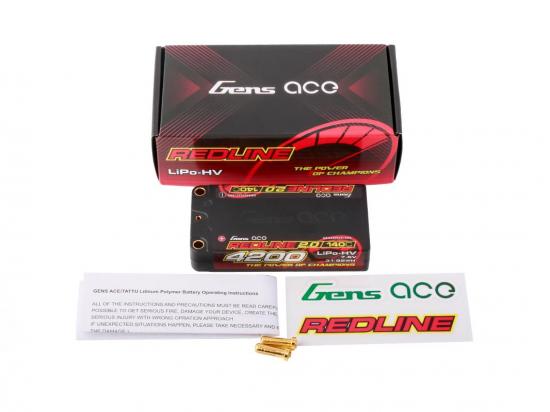 Gens Ace Redline 2.0 Race HV LiPo - 7.6V 4200mAh 140C RL2 Shorty - 5mm
