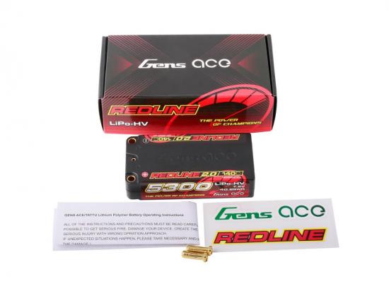 Gens Ace Redline 2.0 Race HV LiPo - 7.6V 5300mAh 140C RL2 Shorty - 5mm