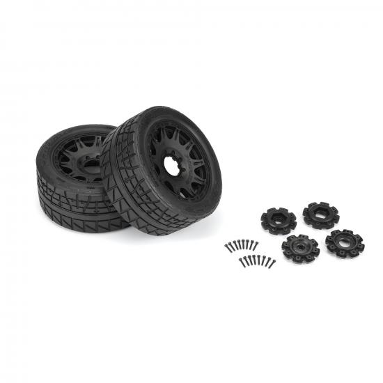 Menace HP 5.7 Street Belted Tires Mounted on Raid Black 8x4 Wheels (2) ** CLEARANCE **