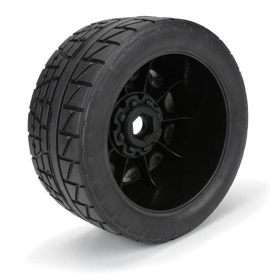 Menace HP 5.7 Street Belted Tires Mounted on Raid Black 8x4 Wheels (2) ** CLEARANCE **