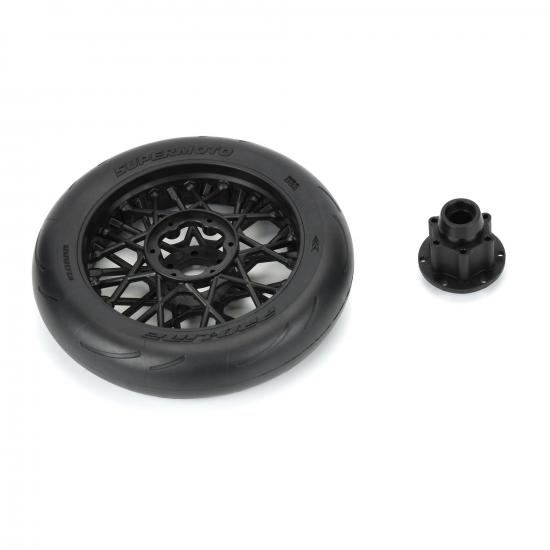 ProLine Supermoto S3 Front Tyres Mounted on Black Losi Promoto Wheel (1)