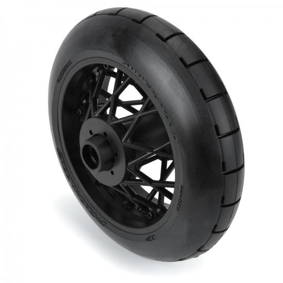 ProLine Supermoto S3 Rear Tyres Mounted on Black Losi Promoto Wheel (1)