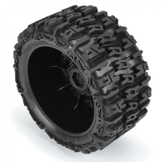 ProLine 5.7 Trencher Tyres Mounted on 24mm Hex Black Raid 8x48 Wheels (2)