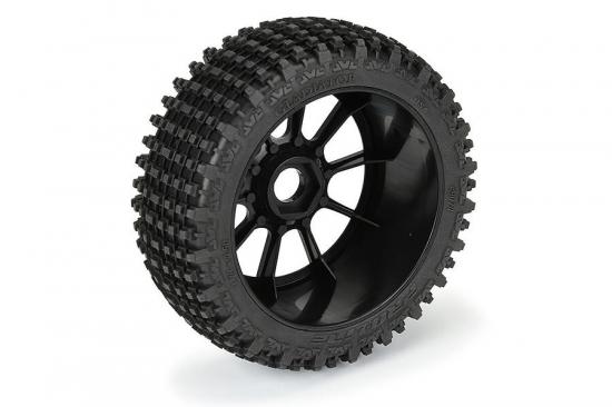 ProLine Gladiator M2 Tyres Pre Mounted on Black Mach 10 1:8 Buggy Wheels (2)