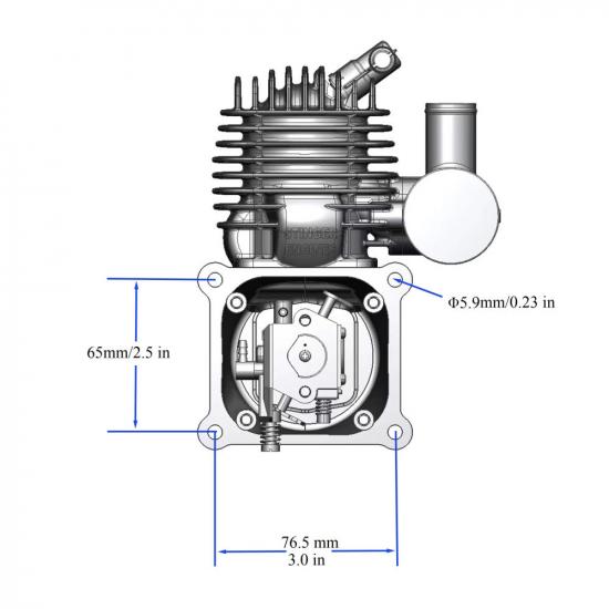 Stinger Engines 63cc Petrol 2-Stroke Single Cylinder Side Exhaust Engine