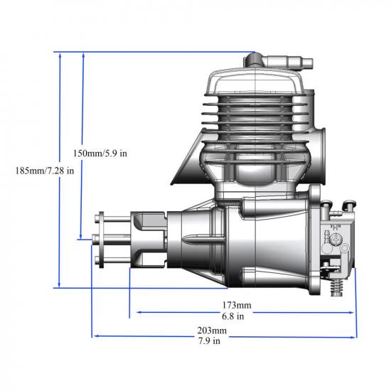 Stinger Engines 63cc Petrol 2-Stroke Single Cylinder Side Exhaust Engine