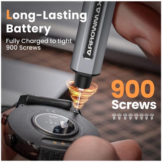 Arrowmax SES Mini Grey Electric Screwdriver - 28 Bits