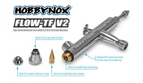 Hobbynox Flow-TF V2 Airbrush Top Feed 0.3/0.5/0.8mm