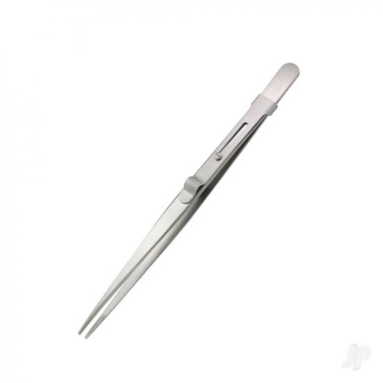 Modelcraft Fine Serrated Locking Stainless Steel Tweezers (PTW1093/Fr)