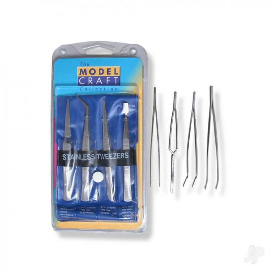 Modelcraft 4 Piece Stainless Steel Tweezers Set (PTW5000)