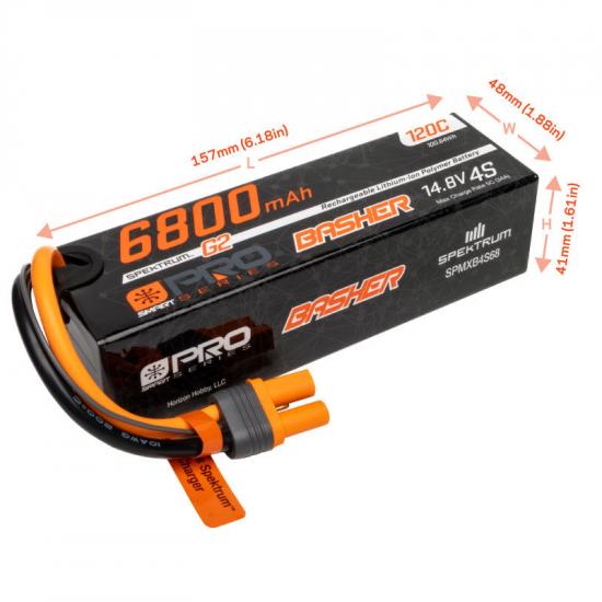 Spektrum G2 Pro Basher Hard Case SMART LiPo - 14.8V 6800mAh 4S 120C - IC5