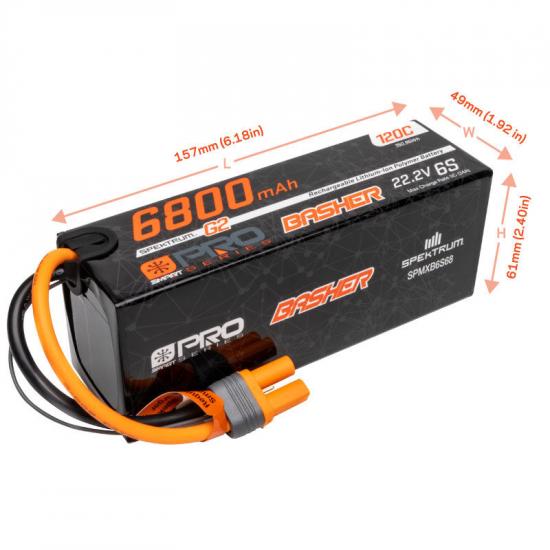Spektrum G2 Pro Basher Hard Case SMART LiPo - 22.2V 6800mAh 6S 120C - IC5