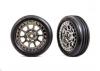 Traxxas Tyres + wheels, assembled (2.2 black chrome wheels, Alias ribbed 2.2 Tyres) (2) (Bandit front, medium compound w/ foam inserts)