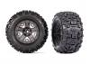 Traxxas Tyres + wheels, assembled, glued (charcoal gray 2.8 wheels, Sledgehammer Tyres, foam inserts) (2) (TSM rated)