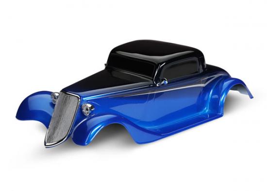 Traxxas Body, Factory Five 33 Hot Rod Coupe, complete (blue) (painted, decals applied) (includes front grille, side mirrors, headlights, tail lights, foam pads)