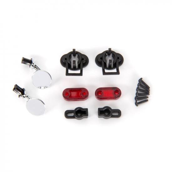 Traxxas Side mirrors (left + right) / mounts (2) / tail light lens (2) / retainers (2) / 16x7 BCS (self-tapping) (6) (fits 9333 or 9335 body)
