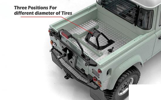 Bed Mounted Spare Wheel and Tire Holder for RC4WD Gelande II 2015 Land Rover Defender D90 (Heritage Edition) RC4WD