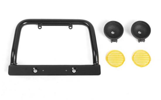 Steel Push Bar Front Bumper W/ Yellow Flood Lights for RC4WD Gelande II 2015 Land Rover Defender D90 RC4WD