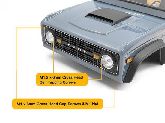 Front Grille and Lenses for Axial SCX10 III Early Ford Bronco (Black) RC4WD