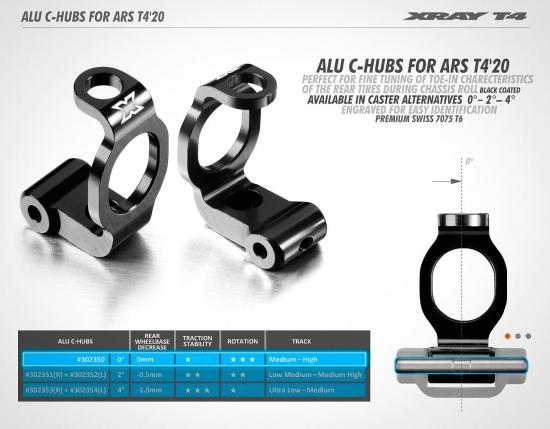 XRay T4 20 Aluminium C-Hub For Ars - Left - 4 Deg