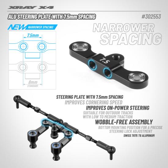 XRay X4 Aluminium Steering Plate 7.5mm For Dual Steering