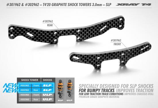 XRay T4 20 Slp Graphite Shock Tower Rear 3.0mm
