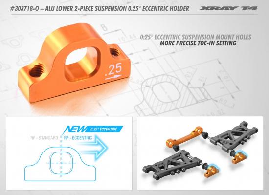 XRay Aluminium Lower 2 Piece Suspension 0.25 Eccentric Holder