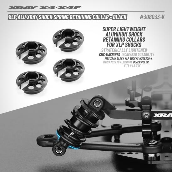 XLP Aluminium XRay Shock Spring Retaining Collar - Black (4)