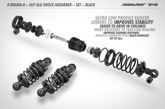XRay Ulp Aluminium Shock Absorber-Set - Black (2)
