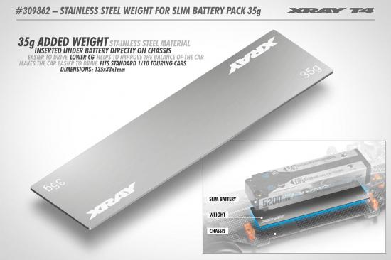 XRay Stainless Steel Weight For Slim Battery Pack 35G