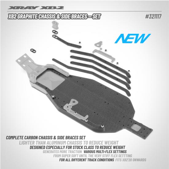 XRay XB2 Graphite Chassis And Side Braces - Set