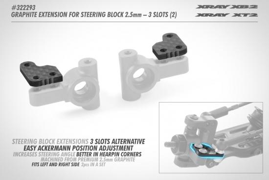 XRay Graphite Extension For Steering Block (2) - 3 Slots
