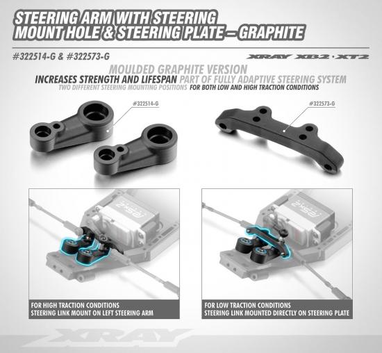 XRay Composite Steering Plate - Front/Rear Mounting Positions - Graphite